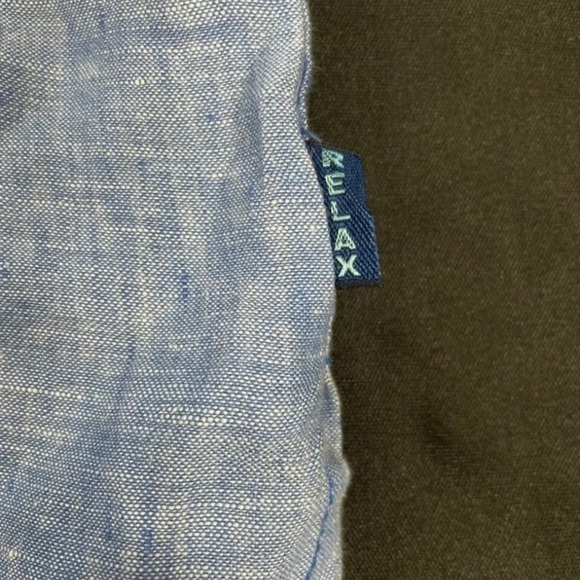 Tommy Bahama Mens Blue Short Sleeve Button Up Linen Shirt Size M - Picture 7 of 9